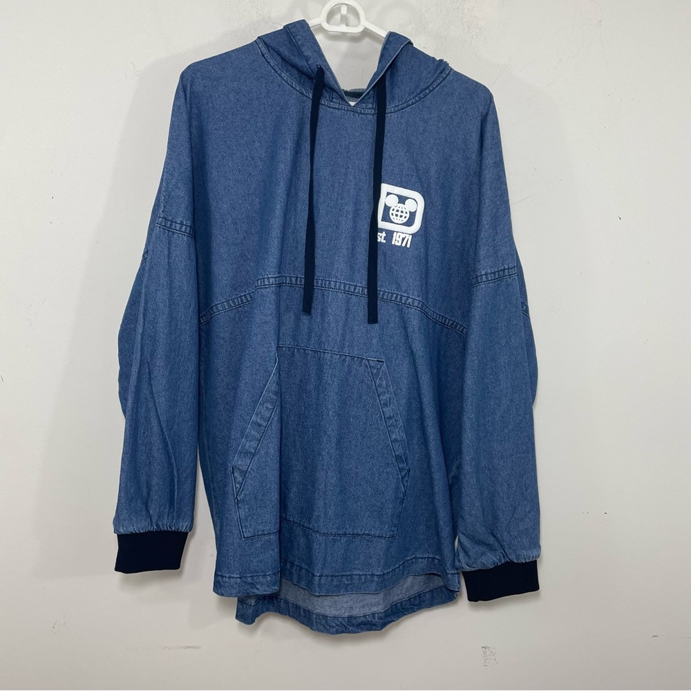 Disneyworld Walt Disney World Denim Hooded Spirit Jersey Pullover Size Large